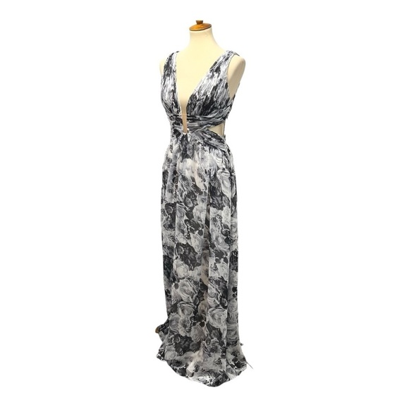 Aidan Mattox NWT Floral Sleeveless Double V Waist Cutouts Maxi Dress Women 8 - Picture 10 of 14